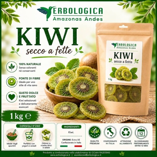 Kiwi a fette disidratato per snack dolci e macedonie