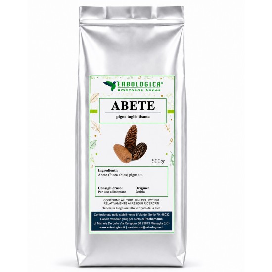 Etichetta tisana abete Erbologica con pigne taglio tisana confezione 500g
