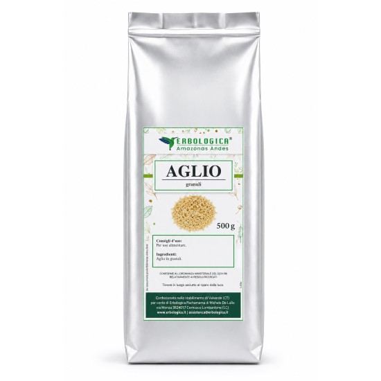 Aglio in Granuli Erbologica Amazonas Andes 500 g Confezione di aglio in granuli Erbologica Amazonas Andes da 500 g