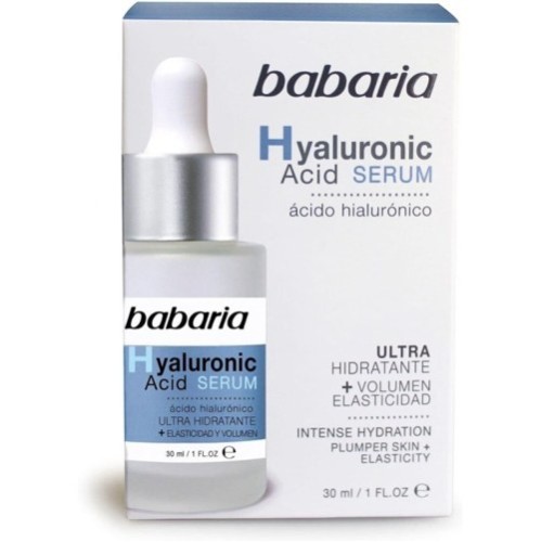Babaria Hyaluronic Acid Serum Acido Ialuronico 30 ml Flacone e confezione di Babaria Hyaluronic Acid Serum con acido ialuronico idratante da 30 ml.