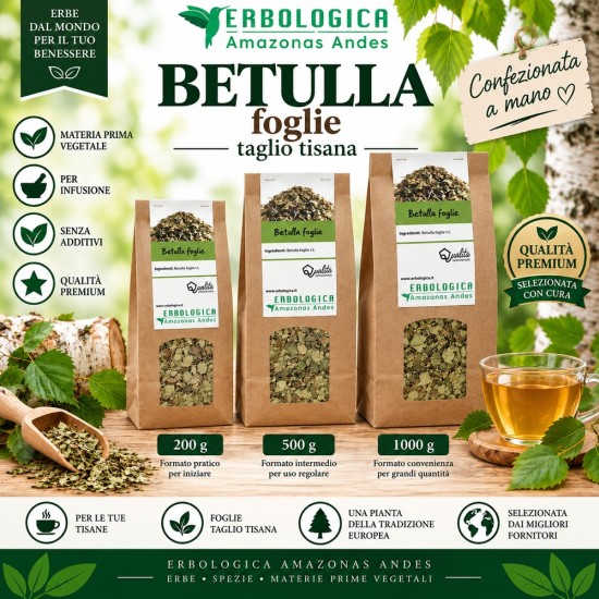 Betulla Foglie Taglio Tisana – Foglie Essiccate 200 g 500 g 1 kg