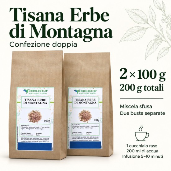 Tisana Erbe di Montagna – 2 confezioni da 100 g Tisana Erbe di Montagna – 2 confezioni da 100 g