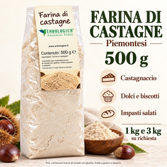 Farina di castagne piemontesi naturale Erbologica Amazonas Andes