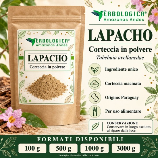Lapacho corteccia in polvere Erbologica Confezione di lapacho corteccia in polvere Erbologica Amazonas Andes