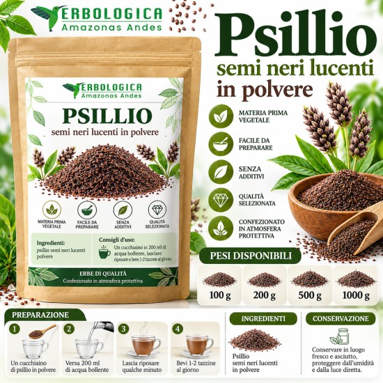 Psillio Nero in Polvere 100 g 500 g 1 kg Psillio Nero in Polvere 100 g 500 g 1 kg