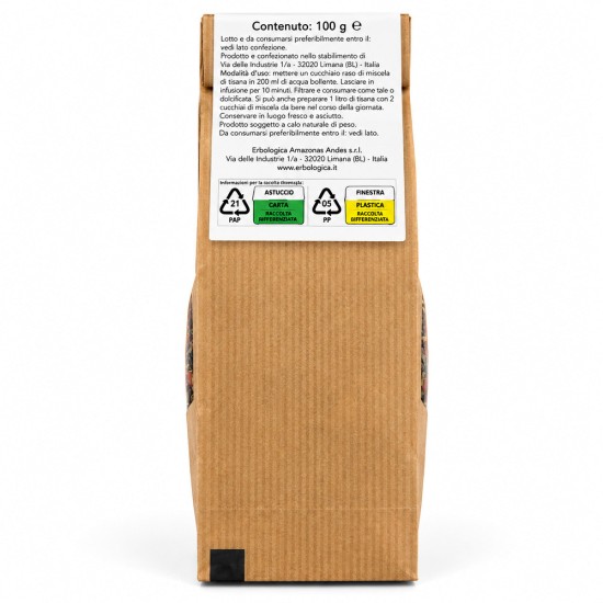 Tisana al melograno naturale Erbologica 100 g con rosa canina, karkadè, malva e zenzero