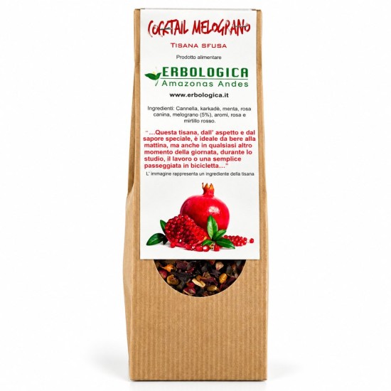 Tisana al melograno naturale Erbologica 100 g con rosa canina, karkadè, malva e zenzero