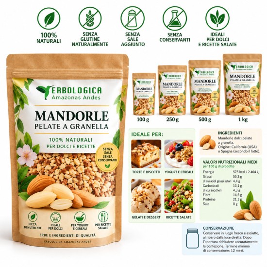 Granella di Mandorle Pelate Dolci – Per Dolci e Ricette Erbologica