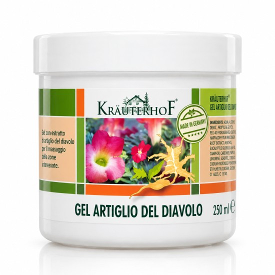 Gel Artiglio del Diavolo Kräuterhof 250 ml con estratto di artiglio del diavolo per massaggio delle zone interessate
