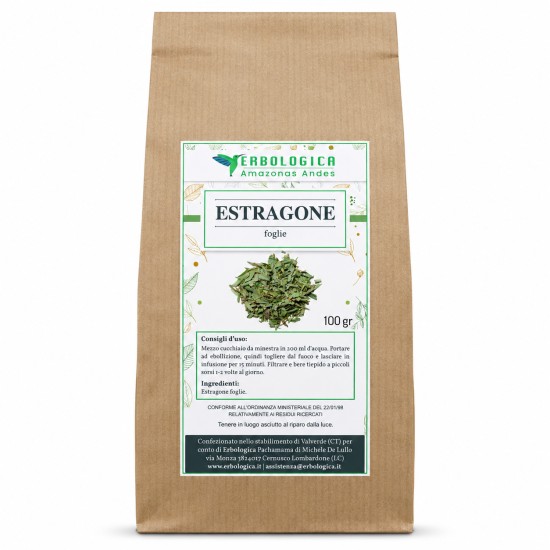 Estragone Dragoncello Spezia 100 g | Erbologica Estragone dragoncello in foglie essiccate Erbologica, spezia naturale in confezione da 100 g