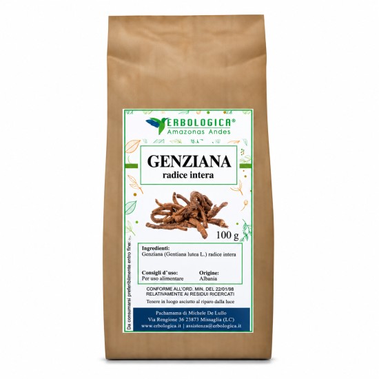 Genziana Radice Intera 100 g – Erbologica Amazonas Andes Confezione di genziana radice intera 100 g Erbologica Amazonas Andes, radice essiccata per preparazioni e infusi.