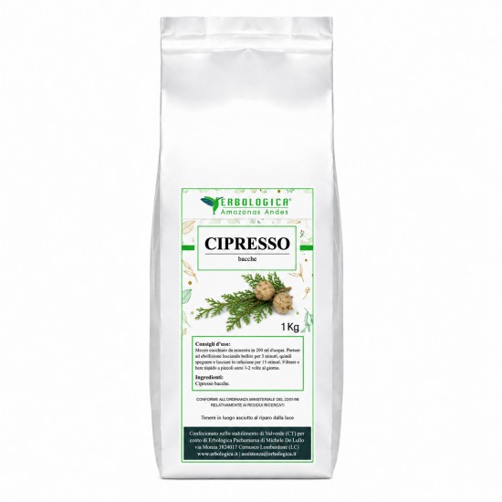 Sacco da 1kg di bacche di cipresso per tisana e infuso naturale