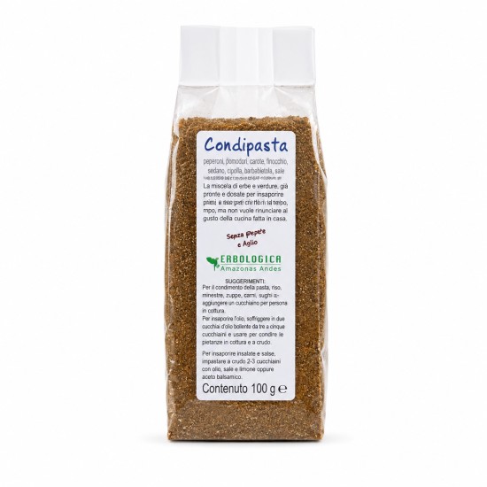 Condimento per Pasta Disidratato 100g Erbologica Amazonas Andes Preparato disidratato per pasta 100g con erbe e spezie aromatiche.