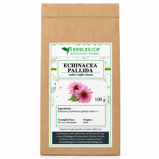 Echinacea Pallida Radice Tisana 100gr Erbologica Amazonas Andes Echinacea Pallida radice tisana 100gr Erbologica Amazonas Andes confezione in busta ermetica per infuso
