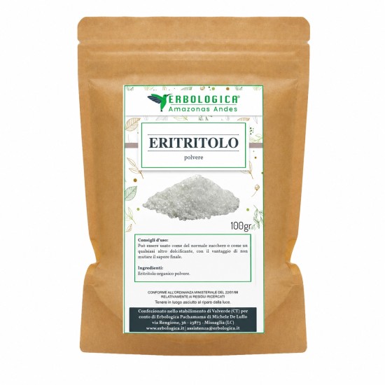 Eritritolo in Polvere 100g Erbologica Amazonas Andes Confezione di Eritritolo in Polvere 100g Erbologica Amazonas Andes dolcificante naturale in polvere ideale come alternativa allo zucchero