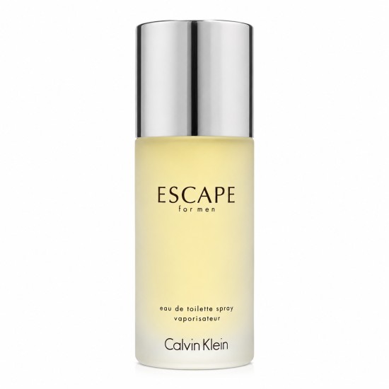 Escape For Men Calvin Klein CK Eau de Toilette 100 ml Flacone Flacone di Escape For Men Calvin Klein CK Eau de Toilette 100 ml profumo da uomo con design cilindrico e finitura satinata