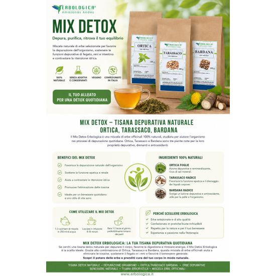 Mix Detox Naturale Erbologica – Ortica Tarassaco Bardana 300 g