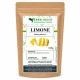 Limone Bucce Polvere 100g Erbologica Amazonas Andes Busta Kraft Busta kraft da 100g di Limone (Citrus limon) bucce polvere Erbologica Amazonas Andes con etichetta illustrata e scorza di limone su sfondo bianco.