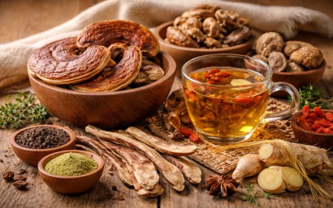 Reishi maitake shiitake funghi medicinali orientali nella routine quotidiana
