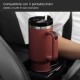 Bicchiere termico 1,18 litri in acciaio inox rosa e rosso con manico, coperchio e cannuccia per auto, sport e viaggi