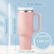 Bicchiere termico 1,18 litri in acciaio inox rosa e rosso con manico, coperchio e cannuccia per auto, sport e viaggi