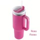 Bicchiere termico 1,18 litri in acciaio inox rosa e rosso con manico, coperchio e cannuccia per auto, sport e viaggi
