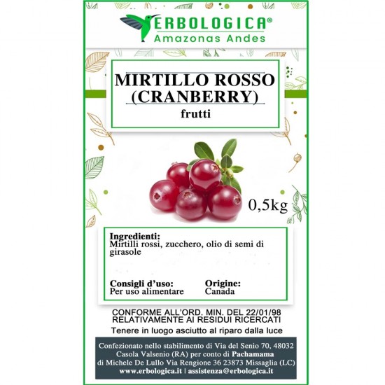 Mirtillo rosso americano polvere 500 grammi
