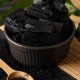 Powdered charcoal for food use