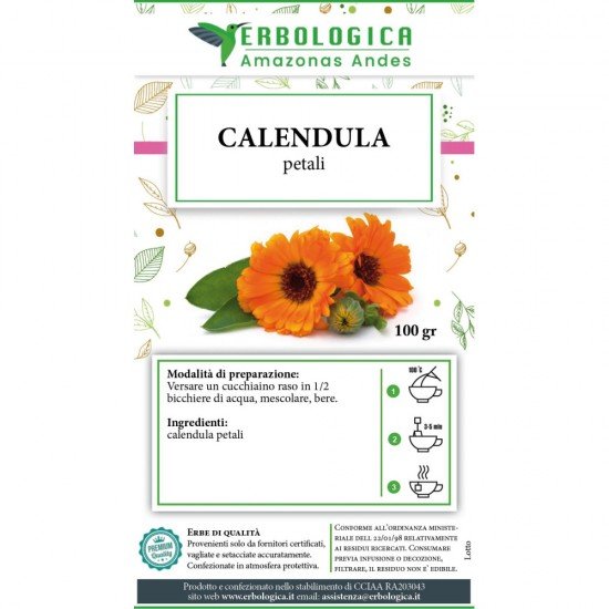 Calendula petali taglio tisana 100 grammi Calendula petali taglio tisana 100 grammi