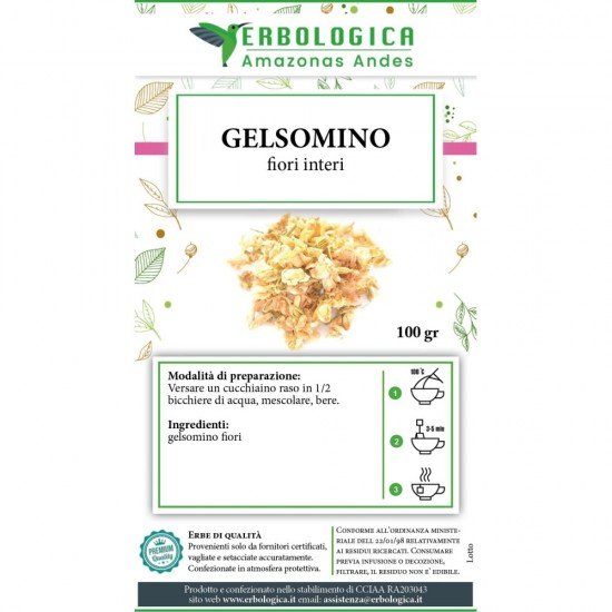 Gelsomino fiori extra interi taglio tisana 100 grammi Gelsomino fiori extra interi taglio tisana 100 grammi
