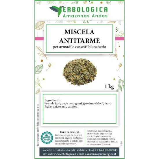 Miscela antitarme naturale per armadi 1 kg Miscela antitarme naturale per armadi 1 kg