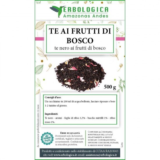 Tè nero ai frutti di bosco 500 grammi Tè nero ai frutti di bosco 500 grammi
