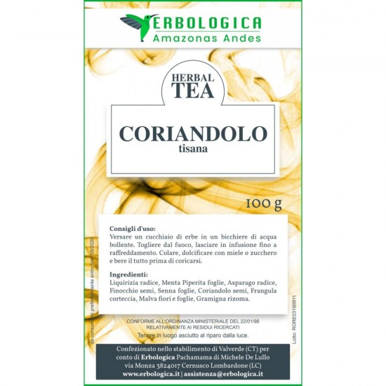 Coriander herbal tea made 