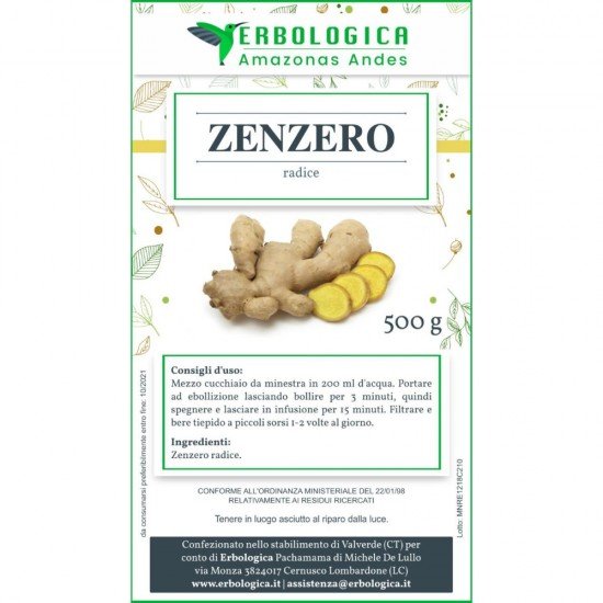 Zenzero rizoma decorticato 500 grammi Zenzero rizoma decorticato 500 grammi