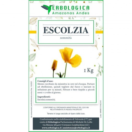 Escolzia pianta taglio tisana formato da 1 kg Escolzia pianta taglio tisana formato da 1 kg