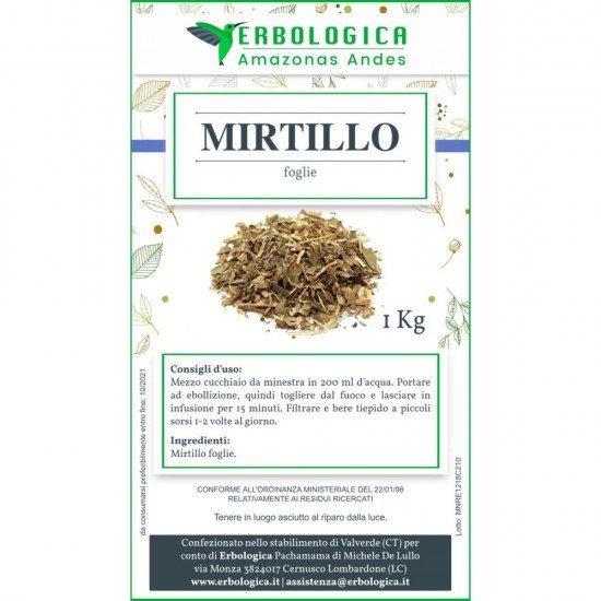 Mirtillo foglie taglio tisana 500 grammi Mirtillo foglie taglio tisana 500 grammi
