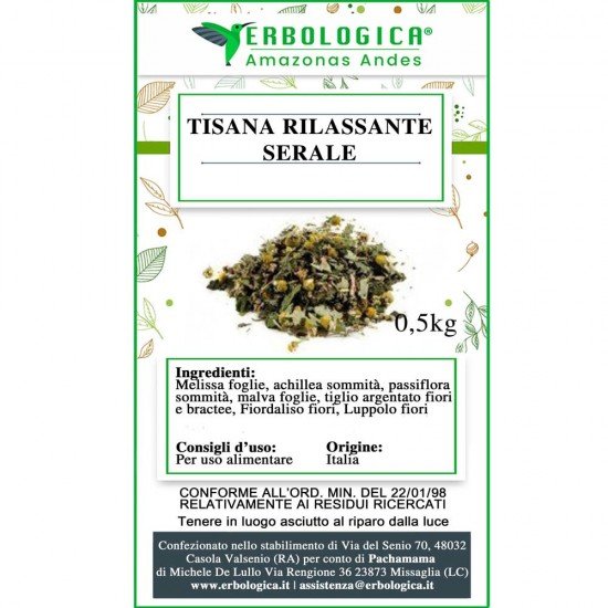 Tisana rilassante serale 500 grammi Tisana rilassante serale 500 grammi