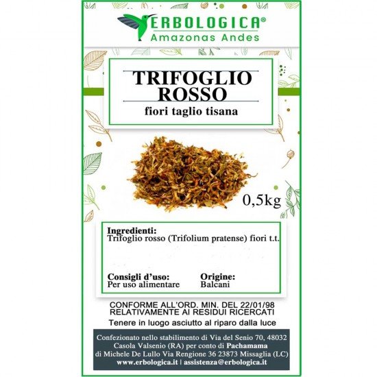 Trifoglio rosso fiori taglio tisana 500 grammi Trifoglio rosso fiori taglio tisana 500 grammi