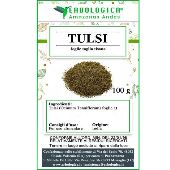 Tulsi leaves holy basil herbal tea cut